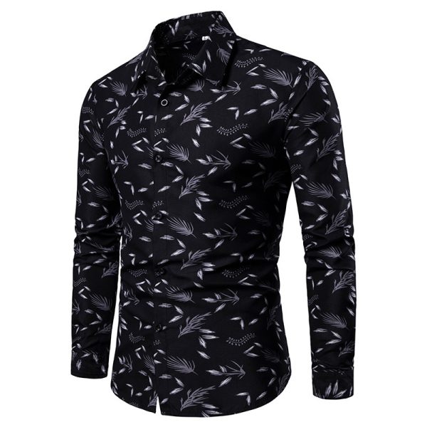 ⁦New Style Long Sleeved Shirts Men's Printed Shirts Men's Tops⁩ - الصورة ⁦4⁩