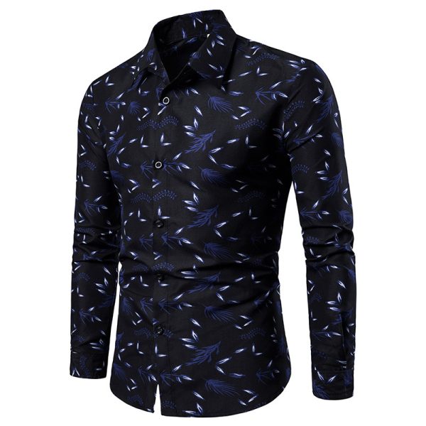 ⁦New Style Long Sleeved Shirts Men's Printed Shirts Men's Tops⁩ - الصورة ⁦2⁩