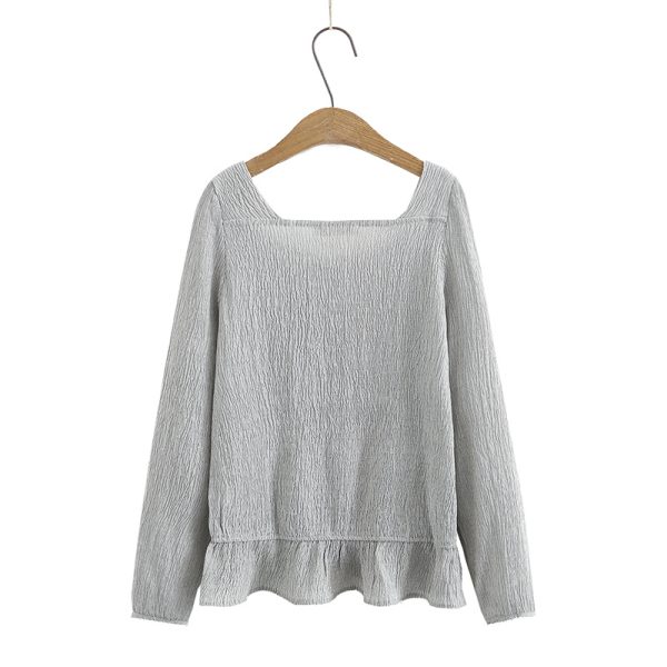 ⁦Women's Korean Style Loose Color Matching Long-Sleeved Bottoming Shirt Shirt⁩ - الصورة ⁦5⁩
