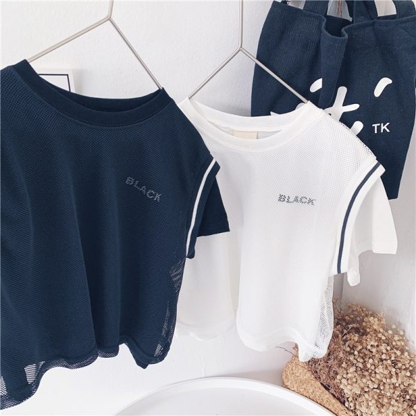 ⁦Boys' Short-Sleeved T-Shirts Loose Tops, Children'S Baby Letters, Hit The Color, Short-Sleeved Tide⁩ - الصورة ⁦2⁩
