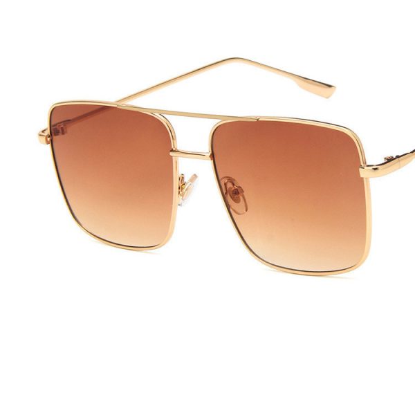 ⁦Large Square Metal Flat Mirror Retro Literary Polygonal Glasses Frame Square Large Frame Glasses⁩ - الصورة ⁦2⁩