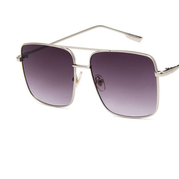 ⁦Large Square Metal Flat Mirror Retro Literary Polygonal Glasses Frame Square Large Frame Glasses⁩ - الصورة ⁦3⁩