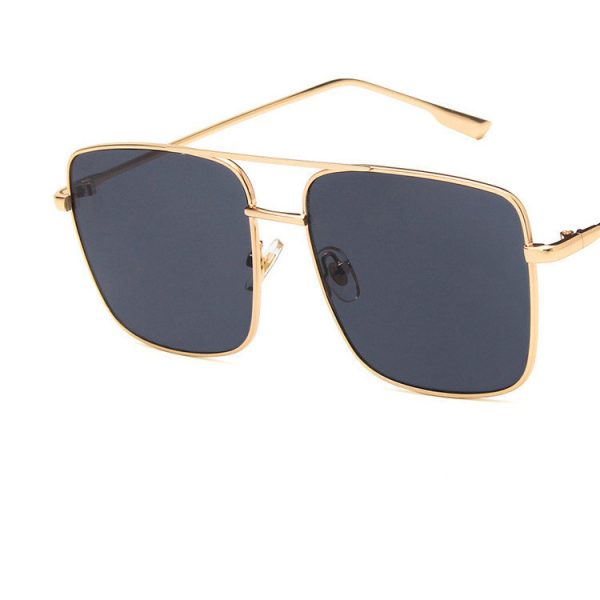 ⁦Large Square Metal Flat Mirror Retro Literary Polygonal Glasses Frame Square Large Frame Glasses⁩ - الصورة ⁦4⁩