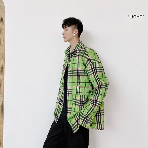 ⁦Retro Men's And Women's Fashionable Shirts Thick Trend Lapel Tops⁩ - الصورة ⁦2⁩