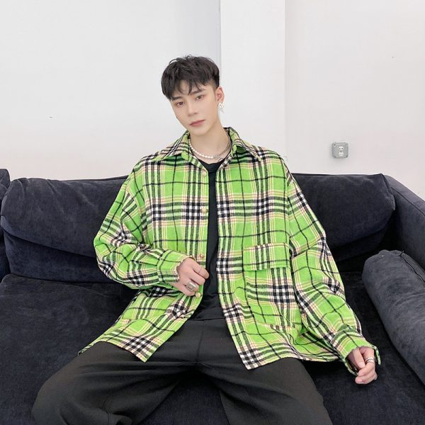 ⁦Retro Men's And Women's Fashionable Shirts Thick Trend Lapel Tops⁩ - الصورة ⁦5⁩