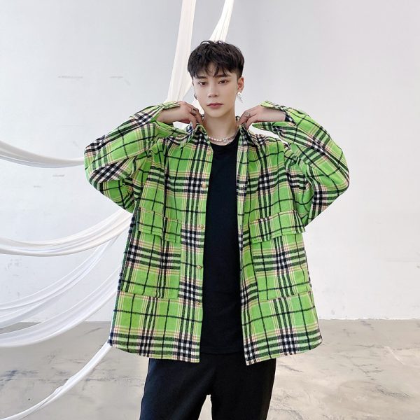 ⁦Retro Men's And Women's Fashionable Shirts Thick Trend Lapel Tops⁩ - الصورة ⁦3⁩
