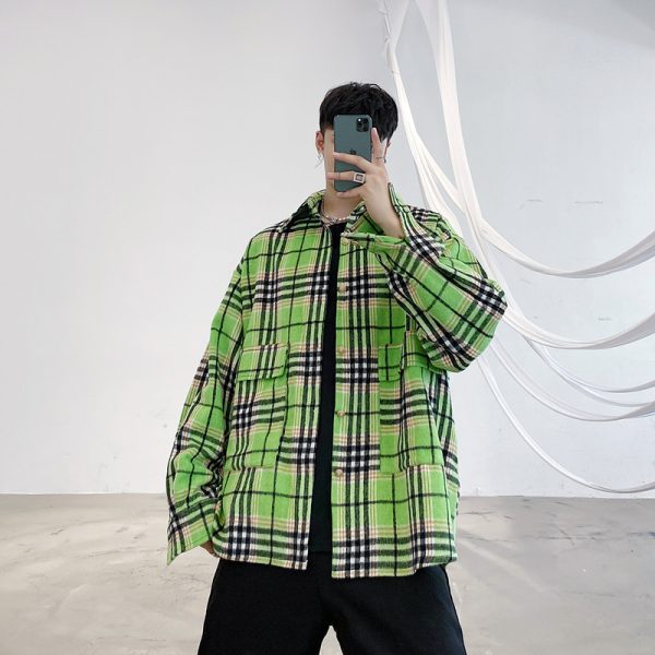 ⁦Retro Men's And Women's Fashionable Shirts Thick Trend Lapel Tops⁩ - الصورة ⁦4⁩