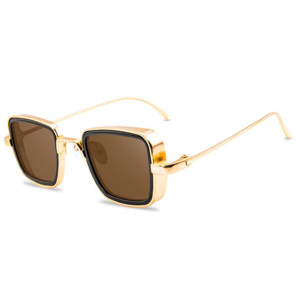 ⁦Vintage Steampunk Sunglasses Men Retro Metal Square⁩ - الصورة ⁦3⁩