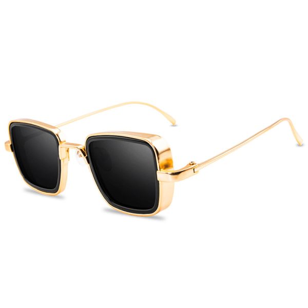 ⁦Vintage Steampunk Sunglasses Men Retro Metal Square⁩ - الصورة ⁦2⁩