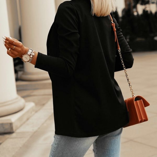 ⁦New Women's Business Blazers Spring Autumn All-match Female Jackets Slim Long-sleeve Casual Solid Blazer Women Clothes Top⁩ - الصورة ⁦5⁩