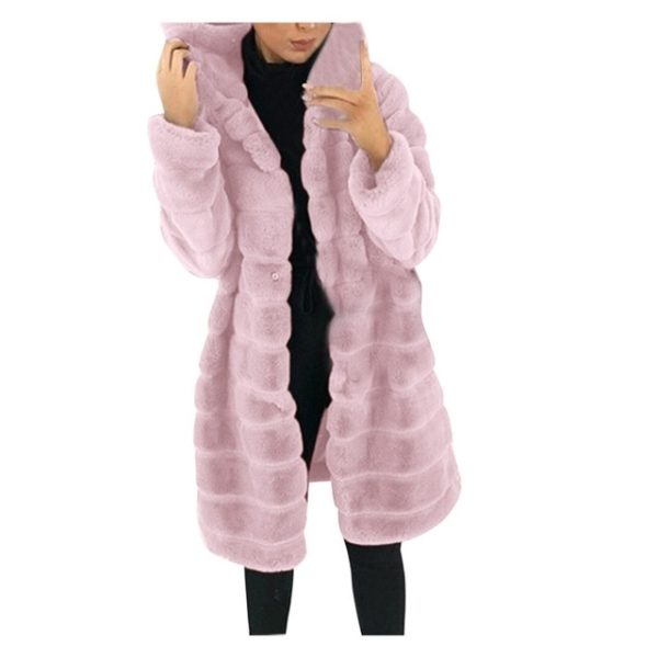 ⁦Jacket Winter White Big Solid Jackets For Women Long Coat⁩ - الصورة ⁦5⁩