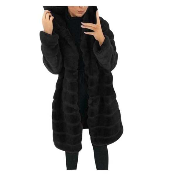 ⁦Jacket Winter White Big Solid Jackets For Women Long Coat⁩ - الصورة ⁦3⁩