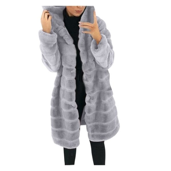 ⁦Jacket Winter White Big Solid Jackets For Women Long Coat⁩ - الصورة ⁦4⁩