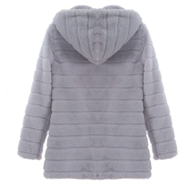 ⁦Jacket Winter White Big Solid Jackets For Women Long Coat⁩ - الصورة ⁦6⁩