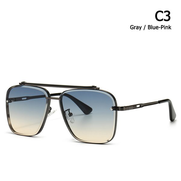 ⁦Sunglasses Glasses Modern Retro Square Frame Sunglasses Street Shot Big Frame Sunglasses⁩ - الصورة ⁦2⁩