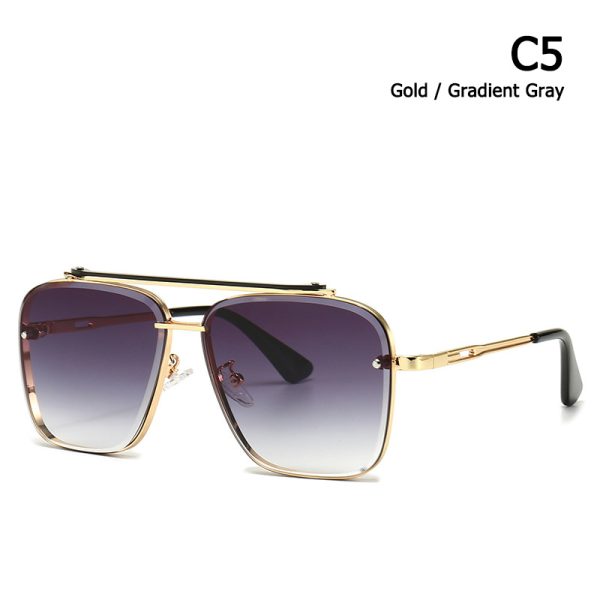 ⁦Sunglasses Glasses Modern Retro Square Frame Sunglasses Street Shot Big Frame Sunglasses⁩ - الصورة ⁦3⁩