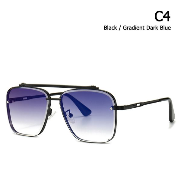 ⁦Sunglasses Glasses Modern Retro Square Frame Sunglasses Street Shot Big Frame Sunglasses⁩ - الصورة ⁦5⁩