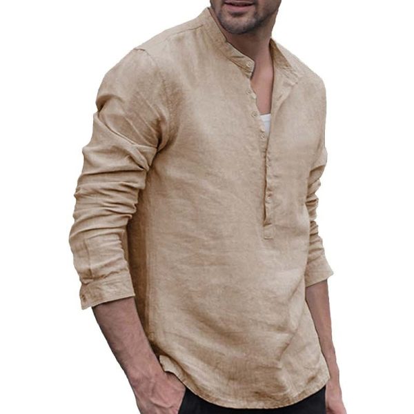 ⁦Plaid Collar Tops Turn Down Men Shirts Clothing⁩ - الصورة ⁦6⁩