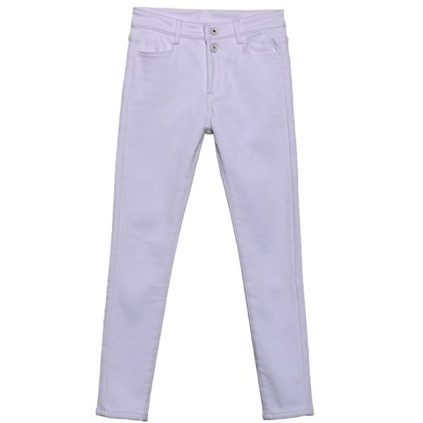 ⁦Women White Denim Jeans Pants Slim Female Girl Jean Trousers⁩ - الصورة ⁦2⁩