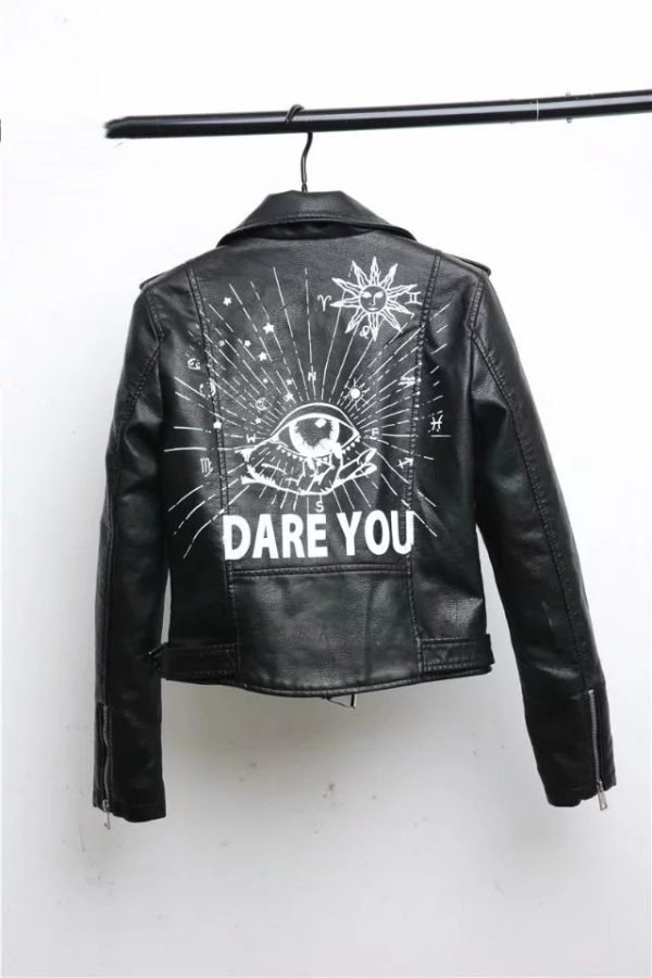 ⁦New Women Autumn Winter Faux Soft Leather Jackets Coats Lady Black⁩ - الصورة ⁦2⁩