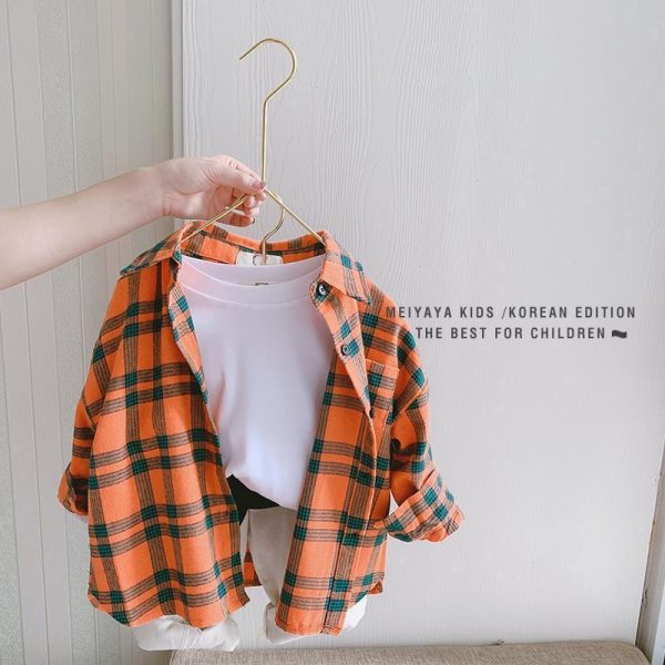 ⁦Children's Plaid Shirts In Baby Shirts For Men And Women⁩ - الصورة ⁦2⁩