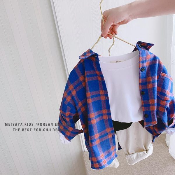 ⁦Children's Plaid Shirts In Baby Shirts For Men And Women⁩ - الصورة ⁦3⁩