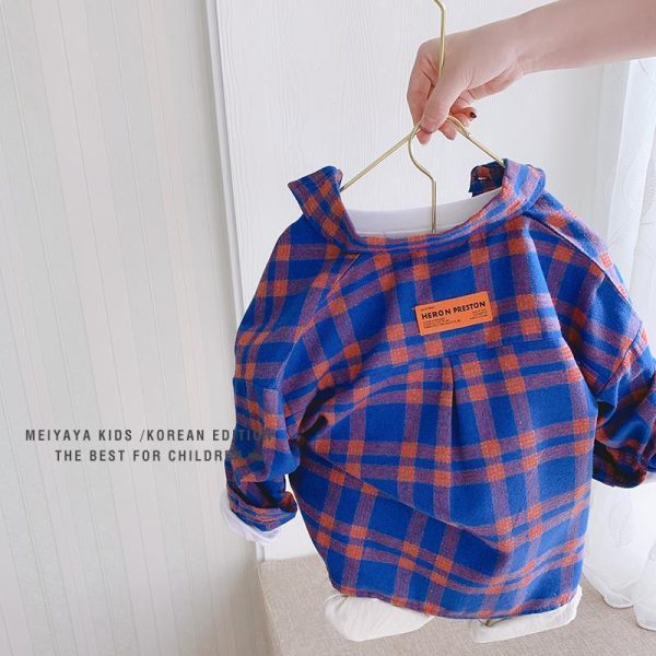⁦Children's Plaid Shirts In Baby Shirts For Men And Women⁩ - الصورة ⁦5⁩