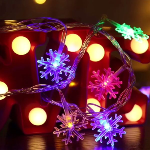 ⁦Snowflake String Light Garlands Ornaments Christmas Tree Decorations For Home Winter Decor⁩ - الصورة ⁦5⁩