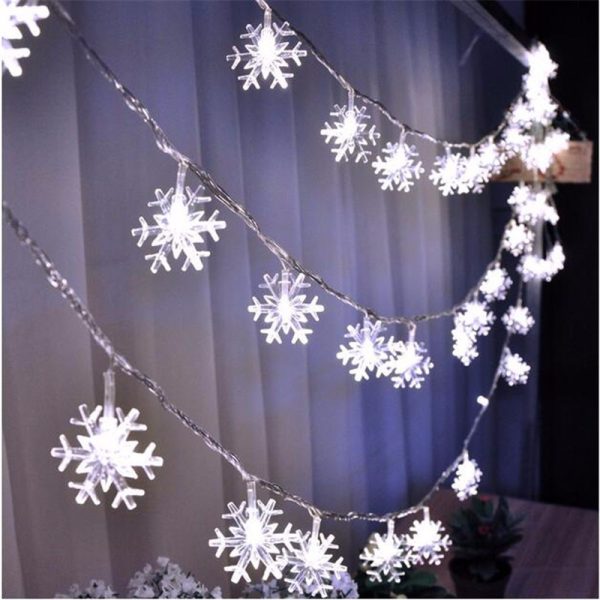 ⁦Snowflake String Light Garlands Ornaments Christmas Tree Decorations For Home Winter Decor⁩ - الصورة ⁦2⁩