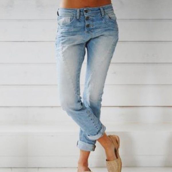 ⁦Women's Jeans Slim Slimming Straight-leg Pants⁩ - الصورة ⁦2⁩