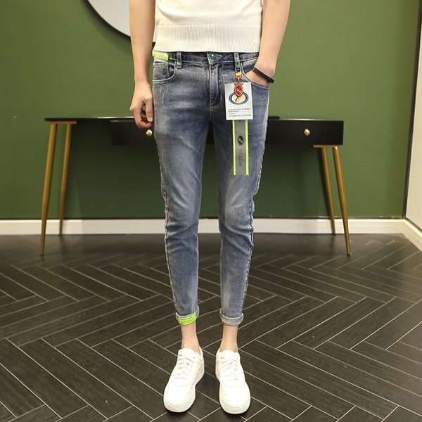 ⁦Spring And Summer New Cropped Jeans Men Korean Version⁩ - الصورة ⁦5⁩