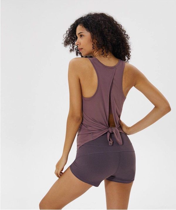 ⁦Yoga Top Sports Shirt Yoga Tank Top Women Loose Shirt Ladies Workout Tops Workout Shirt⁩ - الصورة ⁦2⁩