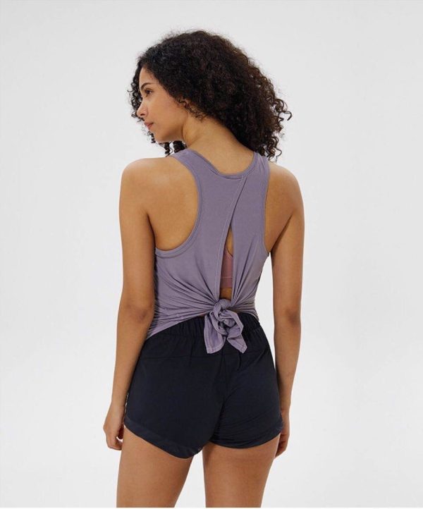 ⁦Yoga Top Sports Shirt Yoga Tank Top Women Loose Shirt Ladies Workout Tops Workout Shirt⁩ - الصورة ⁦3⁩