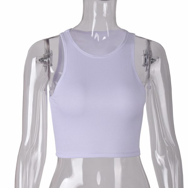 ⁦Women T-shirt Sexy Sleeveless Camisole Crop Top Tank Top⁩ - الصورة ⁦2⁩