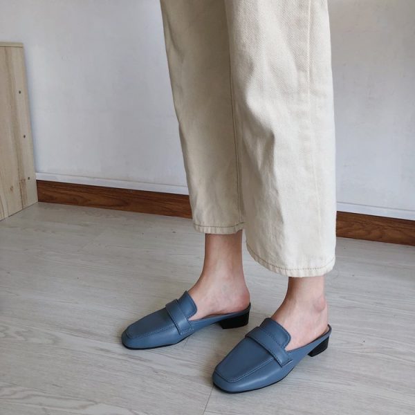 ⁦Womens Flats Shoes Mules Slippers Cover Toe Loafers Pu⁩ - الصورة ⁦2⁩