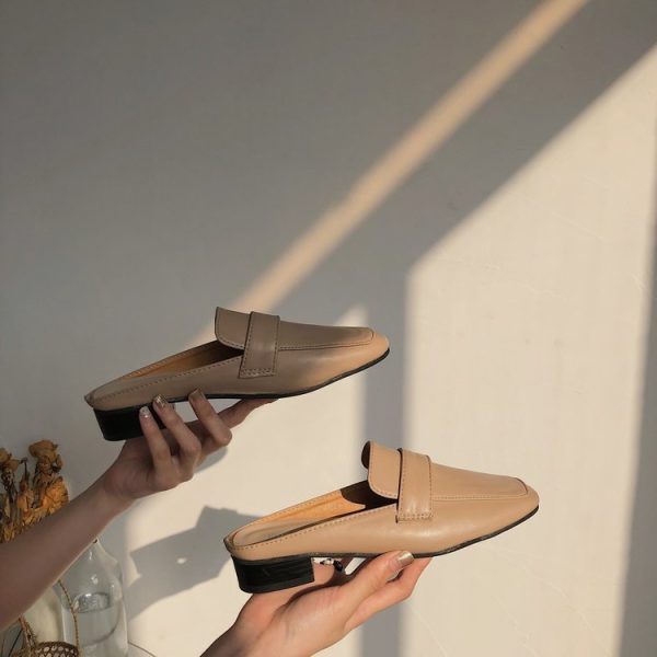 ⁦Womens Flats Shoes Mules Slippers Cover Toe Loafers Pu⁩ - الصورة ⁦5⁩