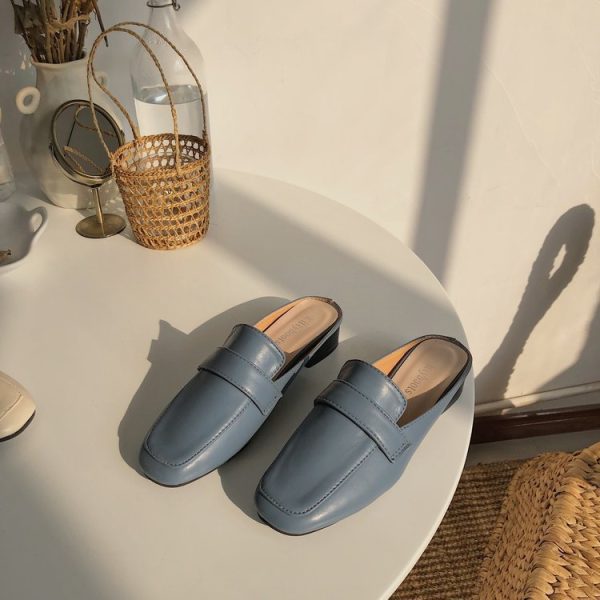 ⁦Womens Flats Shoes Mules Slippers Cover Toe Loafers Pu⁩ - الصورة ⁦6⁩