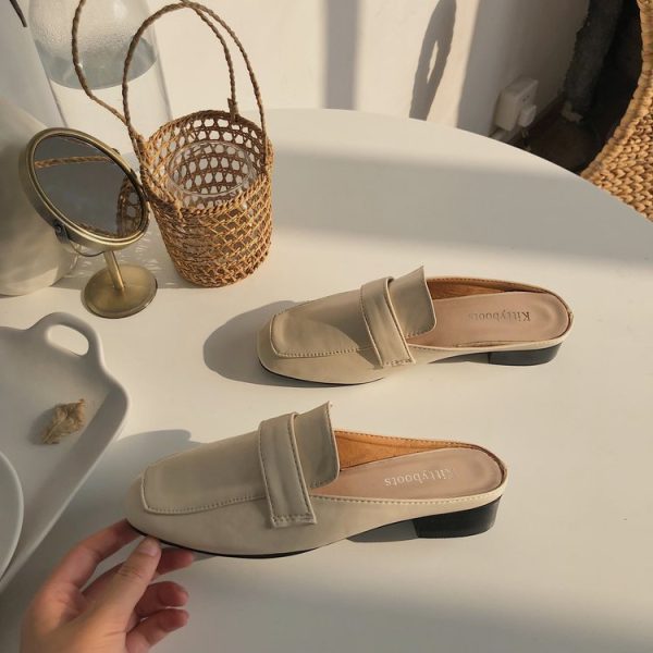 ⁦Womens Flats Shoes Mules Slippers Cover Toe Loafers Pu⁩ - الصورة ⁦7⁩