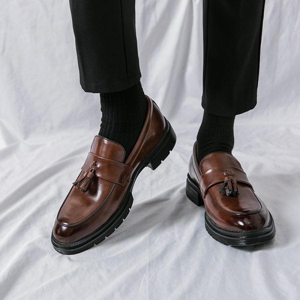 ⁦Brogue Business Casual Leather Shoes Men's Comfortable Breathable Tassel Slip-on Slip On Loafers Men⁩ - الصورة ⁦7⁩
