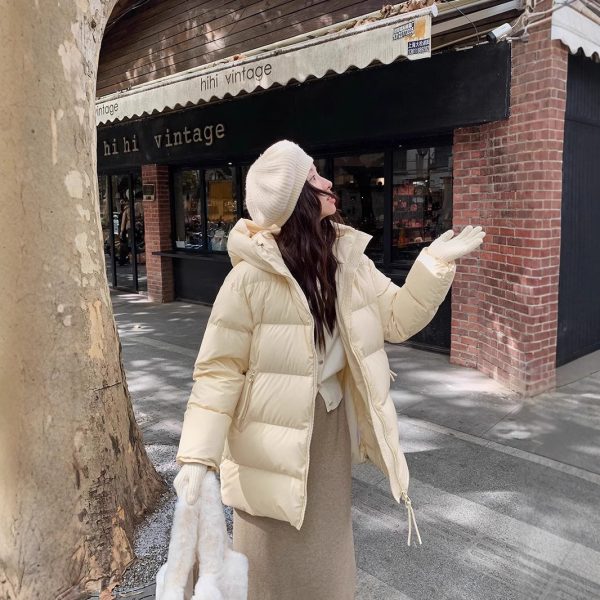 ⁦Women's Cotton-padded Clothes Winter Mid-length 90 White Duck Down Korean Style Sense Of Design Small Thick Warm Jacket⁩ - الصورة ⁦5⁩