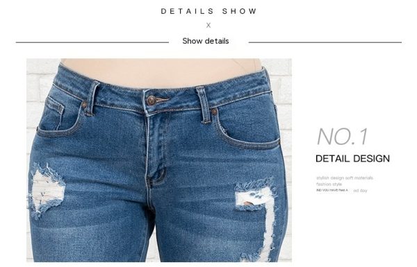 ⁦Women's Summer Plus Size Worn Fashion Jeans Women⁩ - الصورة ⁦10⁩
