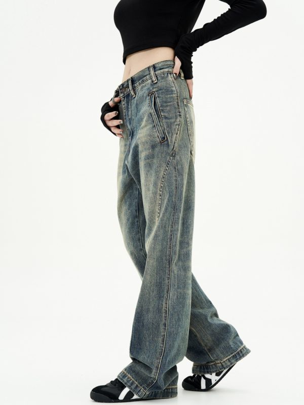 ⁦American Retro Jeans Men And Women Casual Straight-leg High Street⁩ - الصورة ⁦10⁩