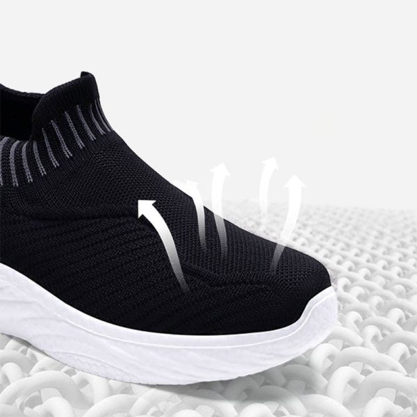 ⁦Striped Flat Sneakers Fashion Lightweight Breathable Socks Flats Shoes For Women Slip On Sports Shoes⁩ - الصورة ⁦9⁩