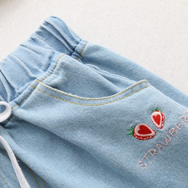 ⁦Strawberry loose wide-leg jeans women⁩ - الصورة ⁦3⁩