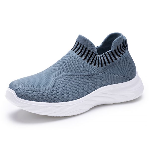 ⁦Striped Flat Sneakers Fashion Lightweight Breathable Socks Flats Shoes For Women Slip On Sports Shoes⁩ - الصورة ⁦6⁩