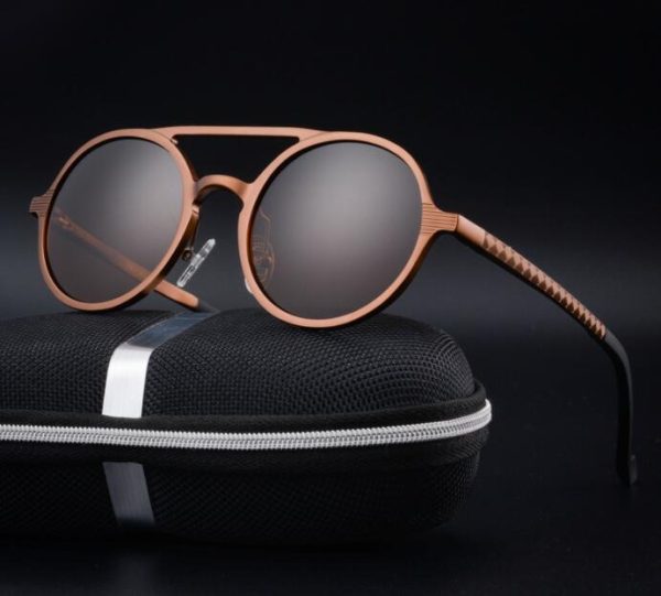 ⁦Retro Aluminum Magnesium Sunglasses Polarized Lens Vintage Eyewear Accessories Sun Glasses Driving Men Round Sunglasses⁩ - الصورة ⁦6⁩