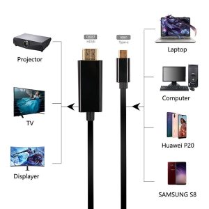 2m USB C Type C To HDMI 4K Cable TV Adapter Mobile Phone Tablet HDTV For