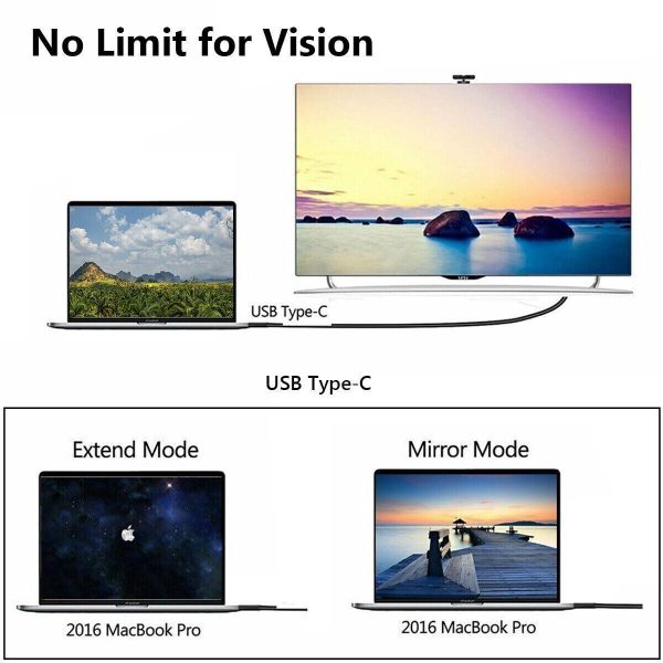 ⁦2m USB C Type C To HDMI 4K Cable TV Adapter Mobile Phone Tablet HDTV For⁩ - الصورة ⁦5⁩