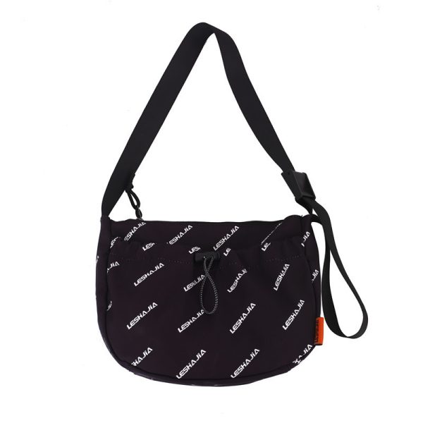 ⁦Letter Printing Fashion Small Round Bag Wide Shoulder Strap Fashion⁩ - الصورة ⁦2⁩