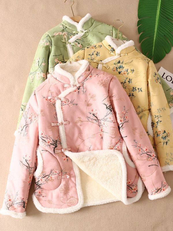 ⁦Women's New Chinese-style Thickened Plush Cotton-padded Jacket⁩ - الصورة ⁦5⁩